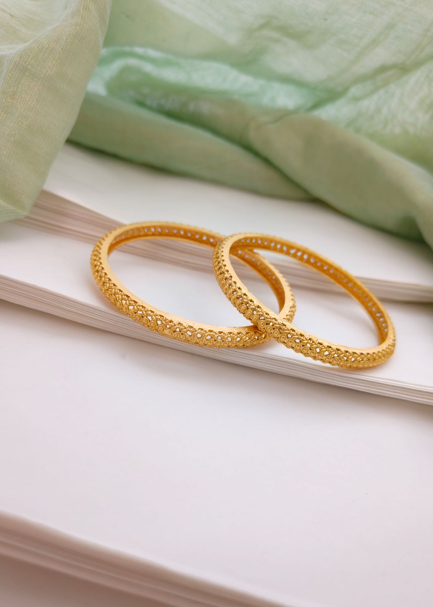 Antique Gold Classic Bangles (Pair)