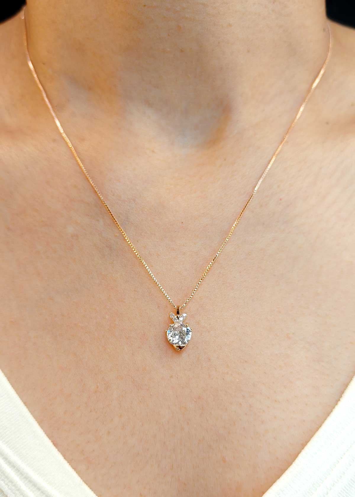 Unique Design Rose Gold Plated Zircon Pendant Set