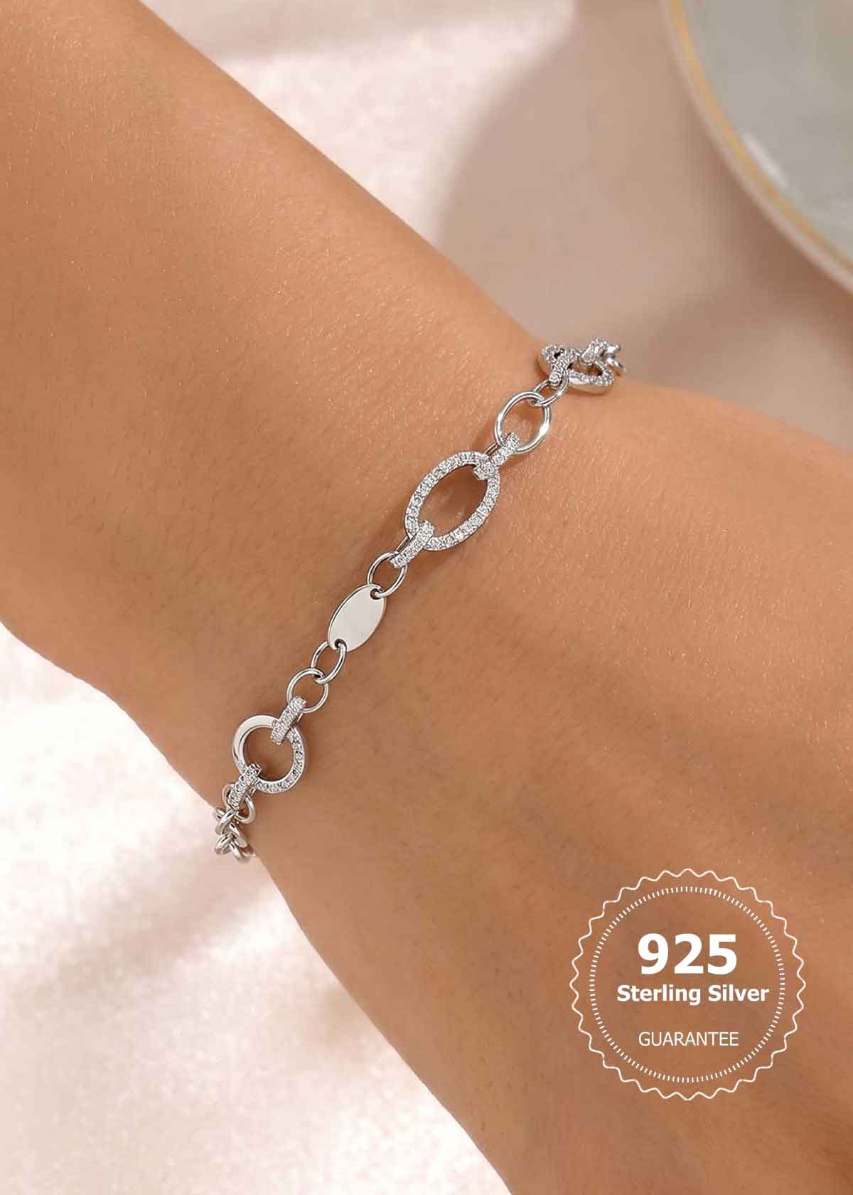 92.5 Sterling Silver Adjustable Link Loose Bracelet For Women