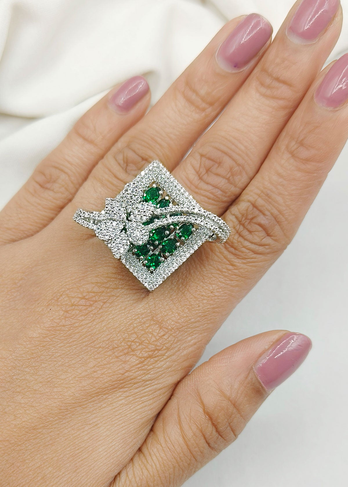 Kite Shape Cubic Zircon Big Finger Ring