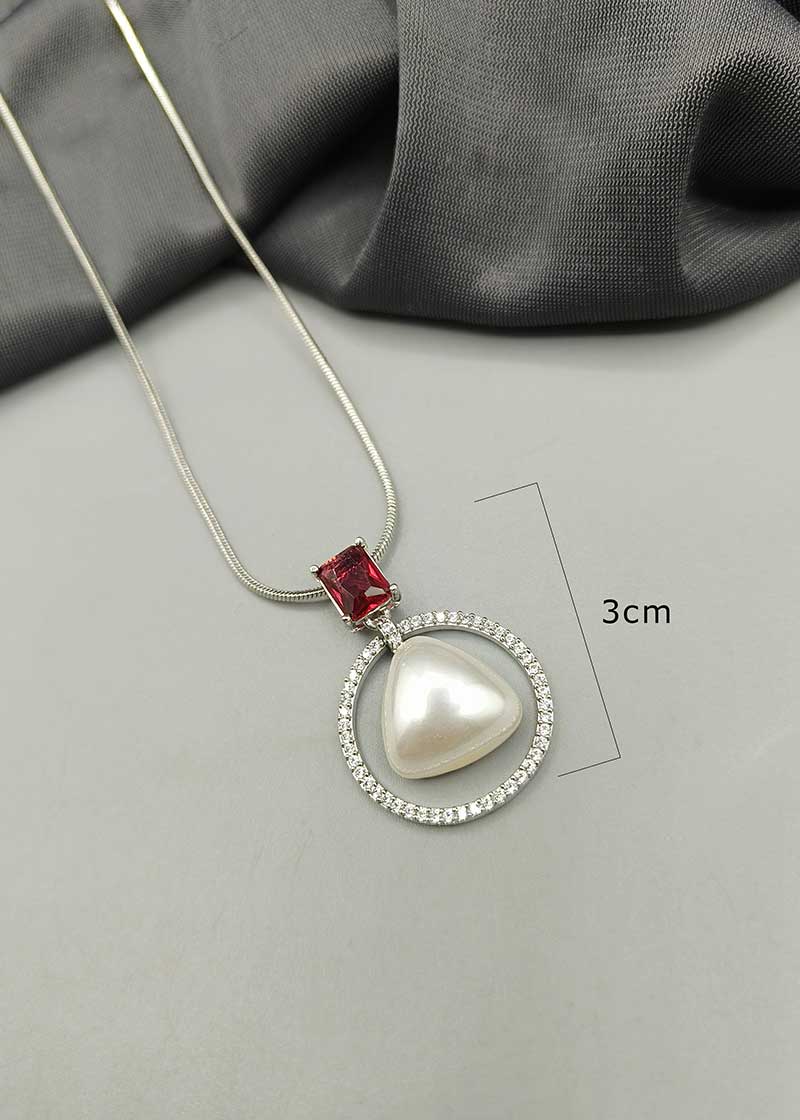 Cubic Zircon Hanging Pearl Designer Pendant Set