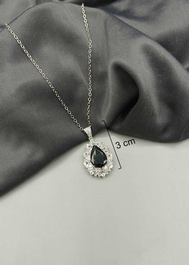 Drop Shape Colorful Diamond Pendant Set