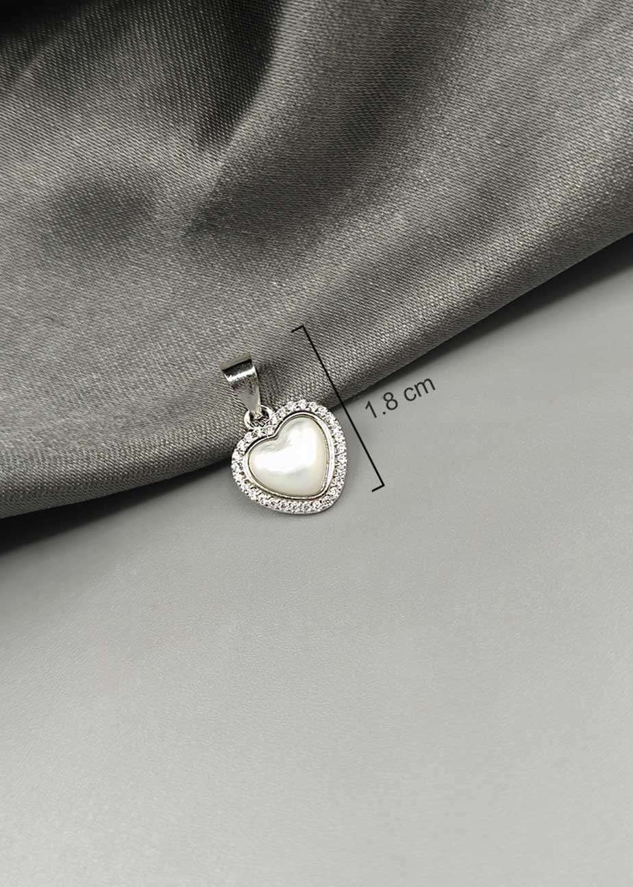 92.5 Sterling Silver Mother Of Pearl Heart Shape Pendant Set