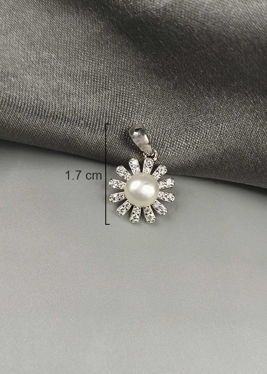 92.5 Sterling Silver Cubic Zircon Pearl Pendant Set