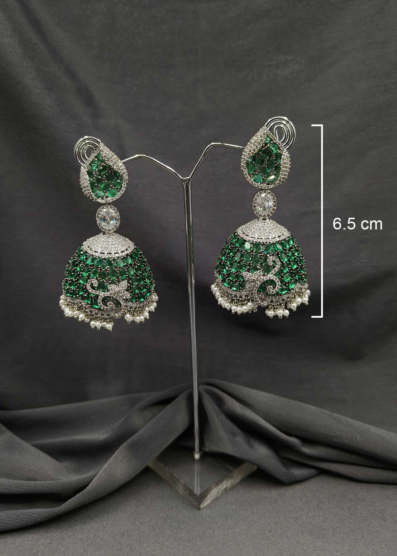 Cubic Zircon Silver-Plated Stylish Trendy Unique Designer Women earring Jhumka