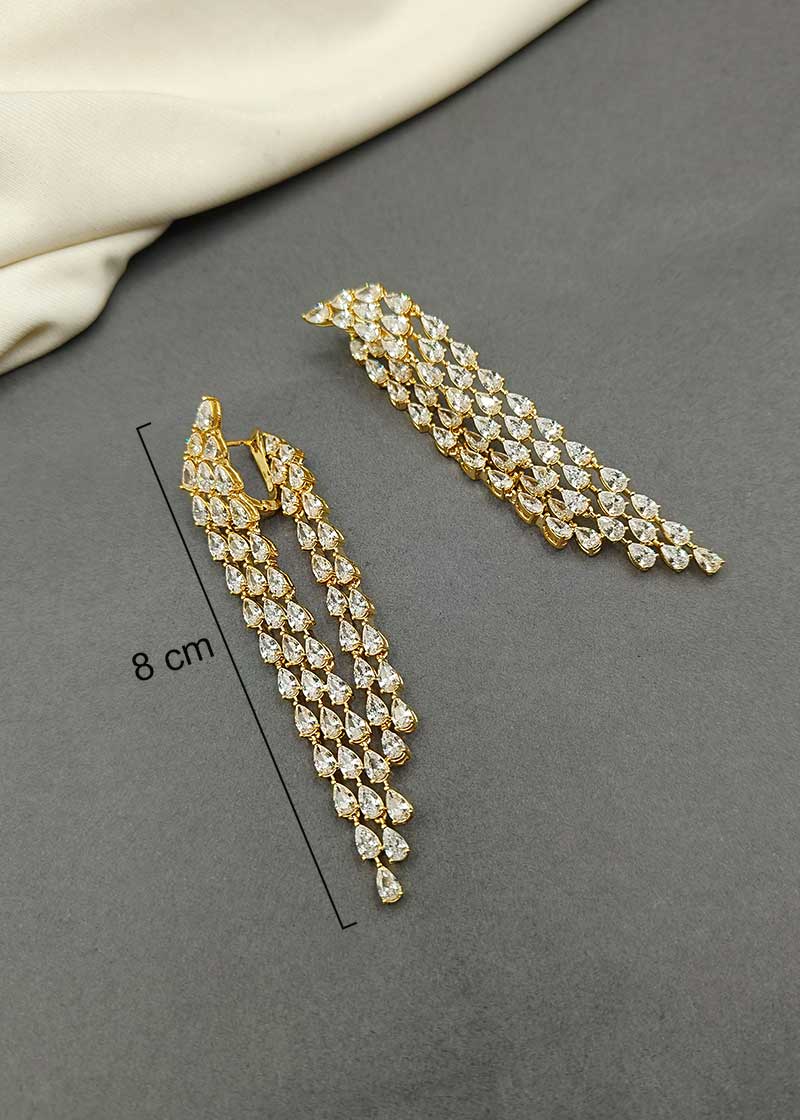 Cubic Zircon Bali Style Long Earring