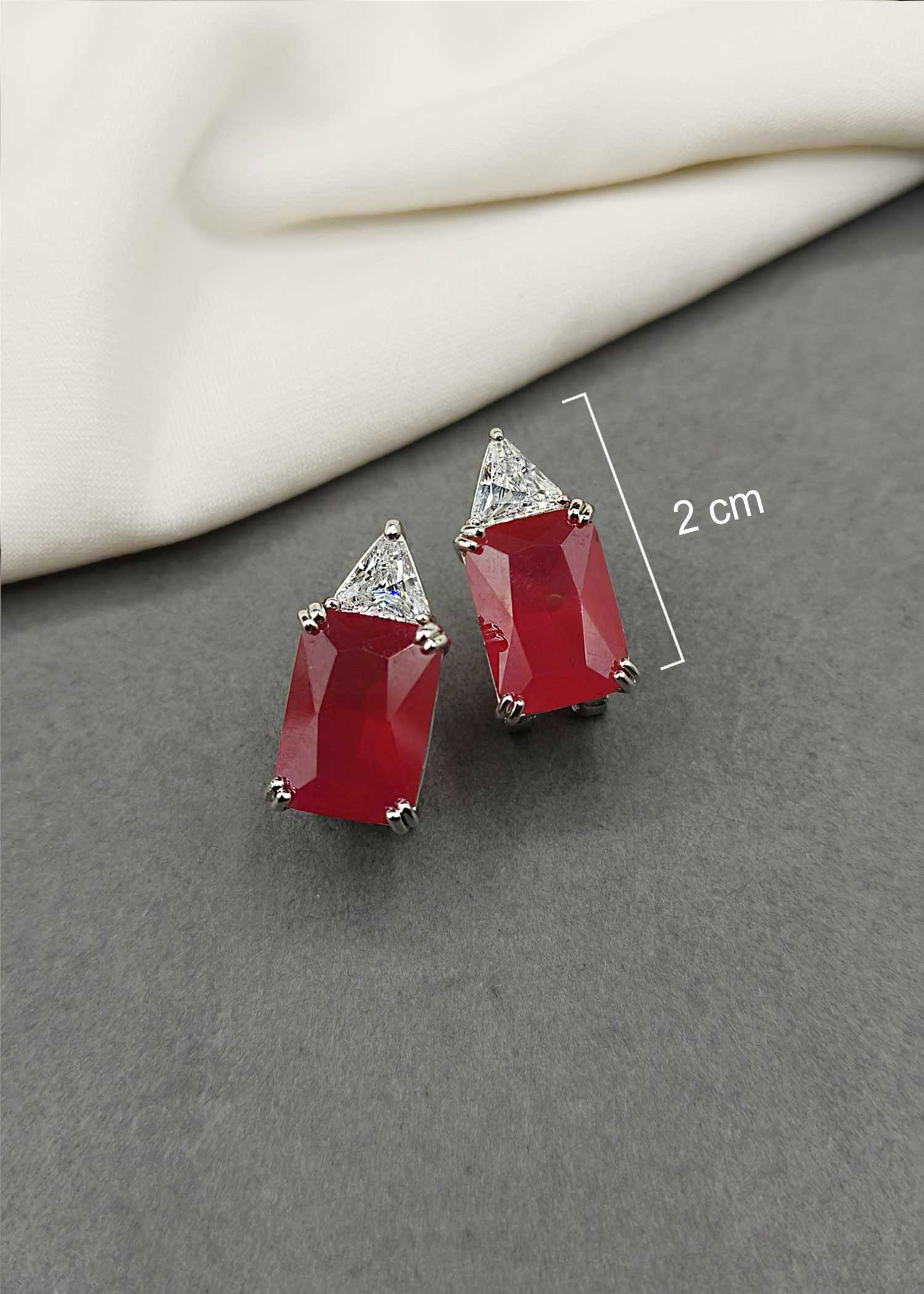 Cubic Zircon Small Triangle Shape Stud Earring