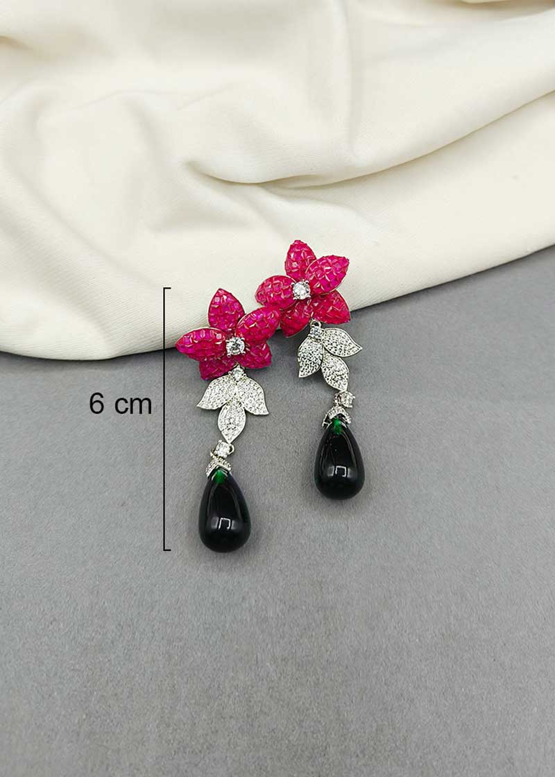 Cubic Zircon Floral Design Womens Earring