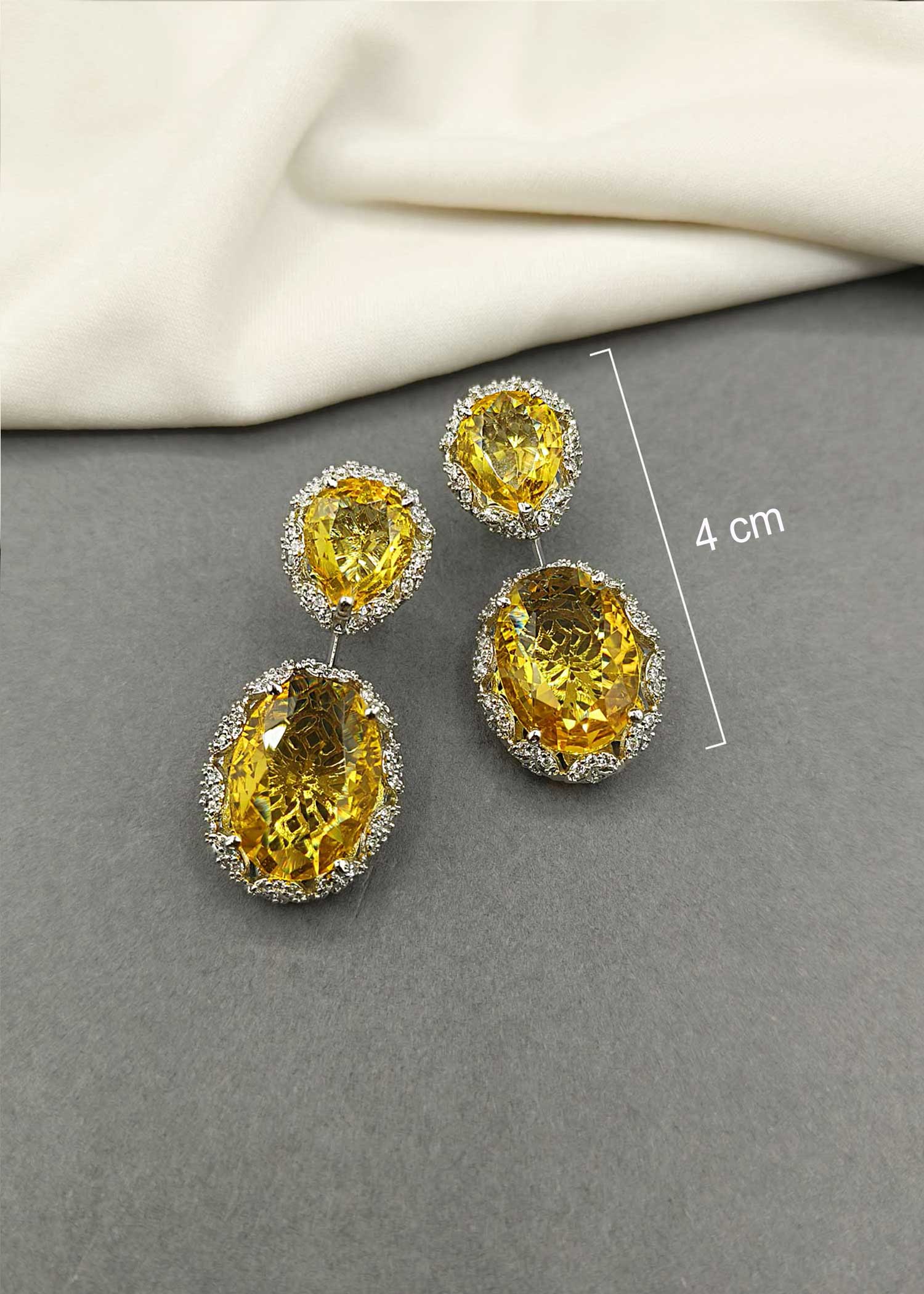 Cubic Zircon Big Stone Designer Women Earring