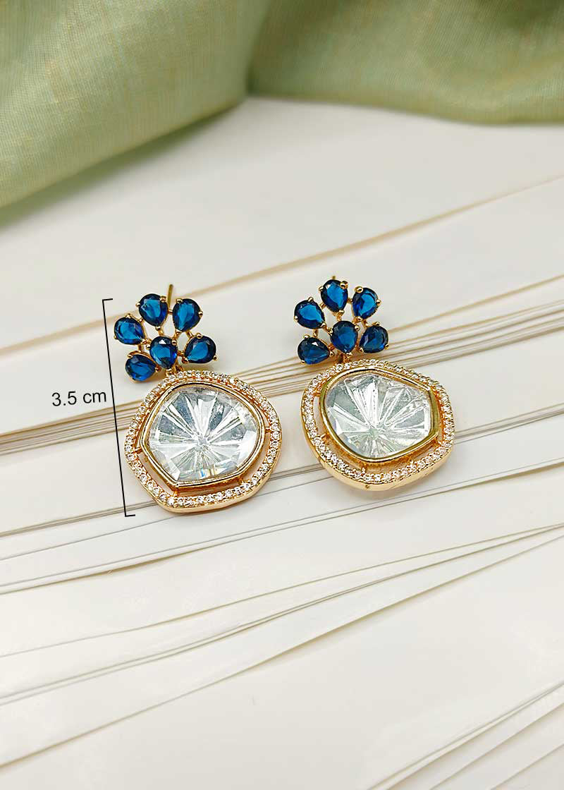 Gold Plated Elegant Floral Kundan And Cubic Zircon Pendant Set With Chain