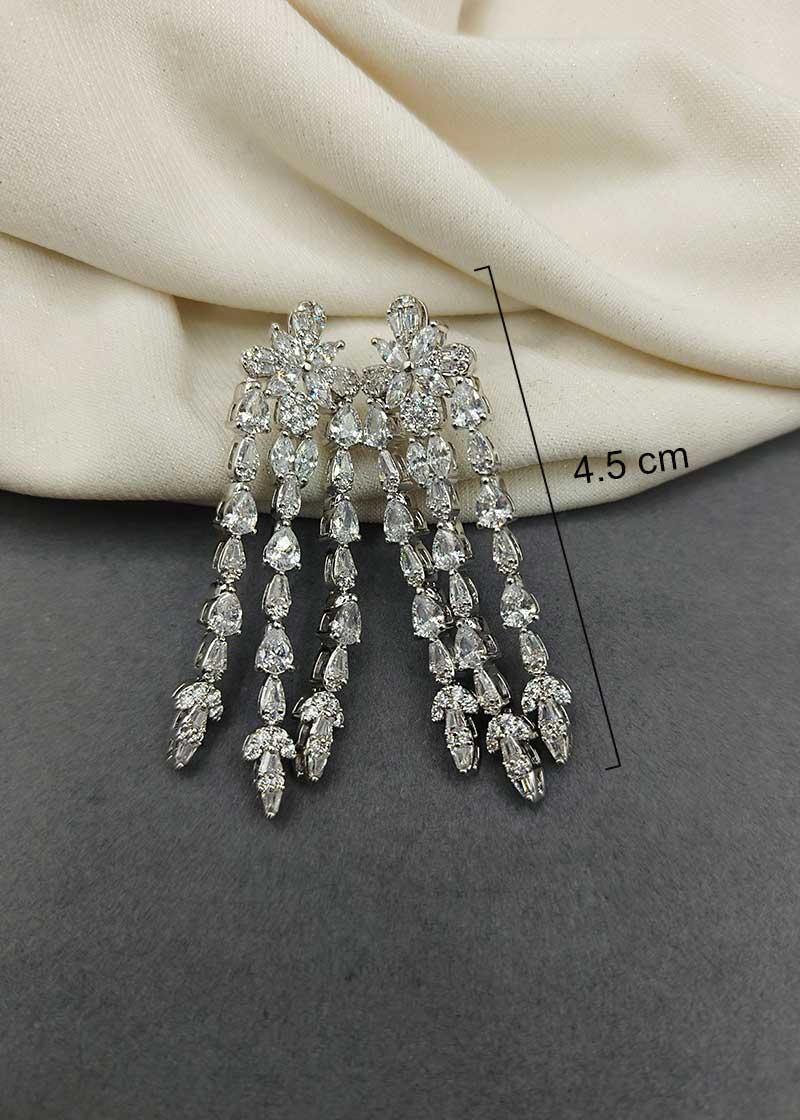 Cubic Zircon With Marquise Diamond Long Earring