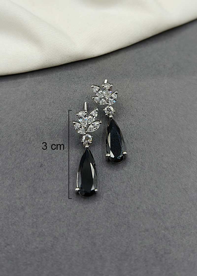 Cubic Zircon With Marquise Diamond Black Small Earring