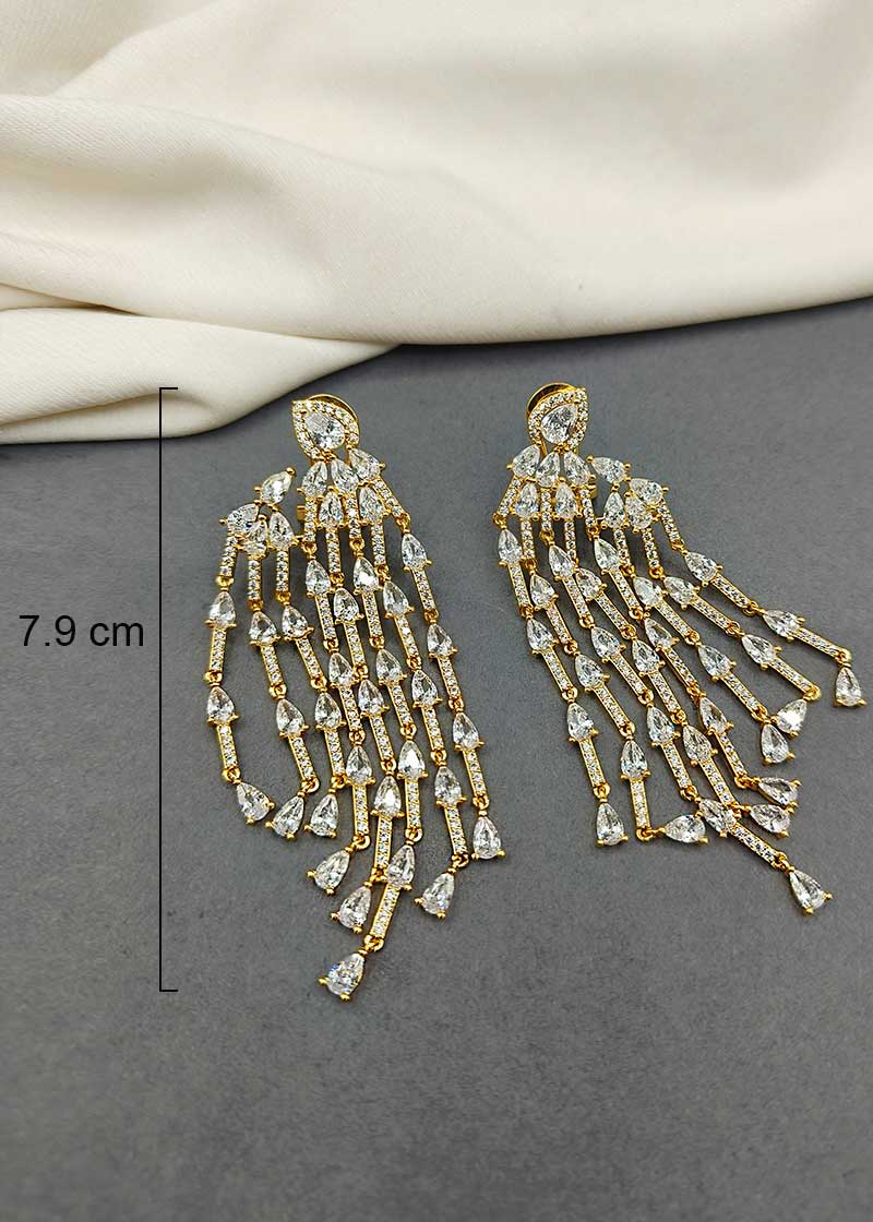 Cubic Zircon Gold Plated Womens Dangle Earring