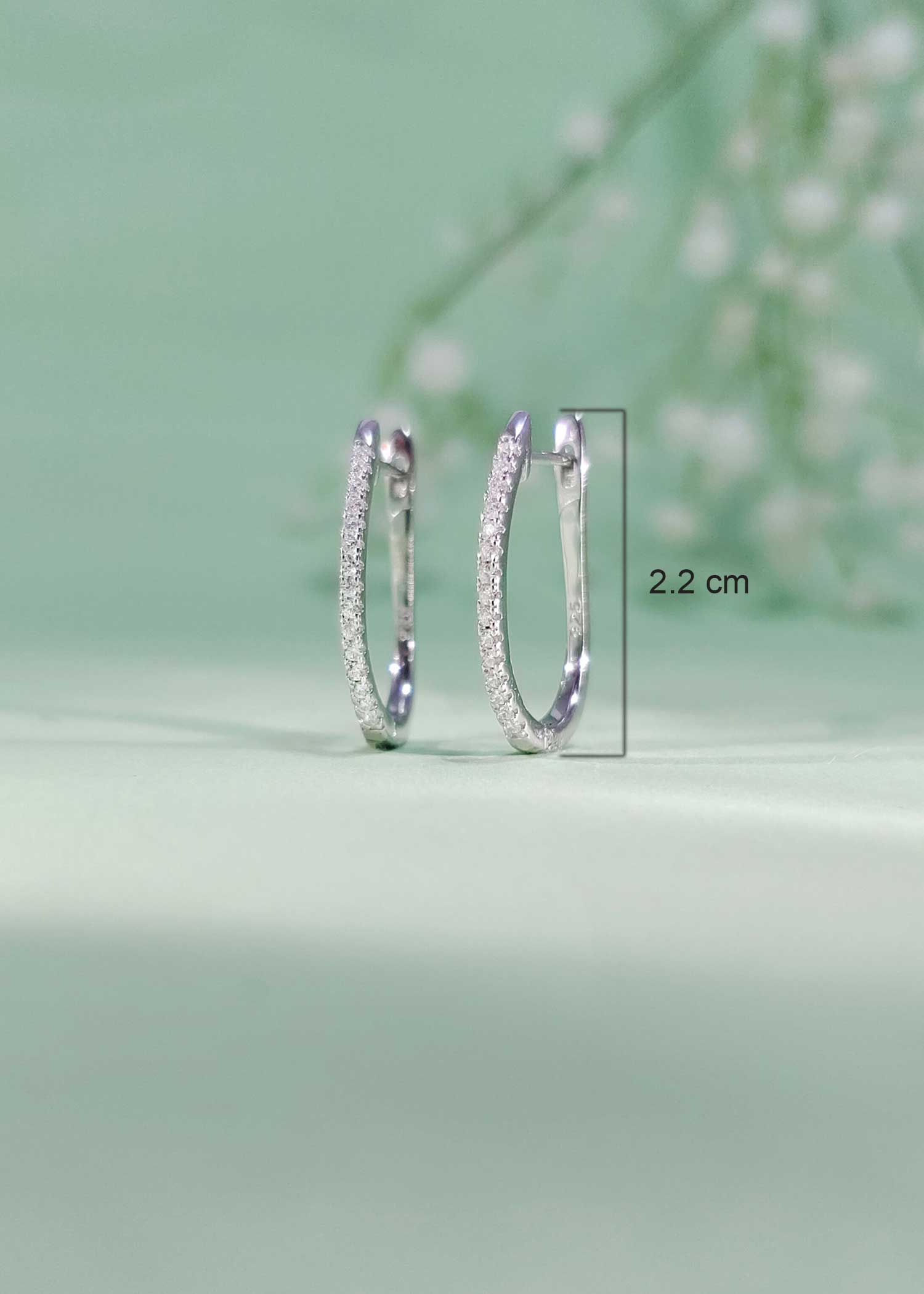 92.5 sterling silver U shape zircon/ AD bali