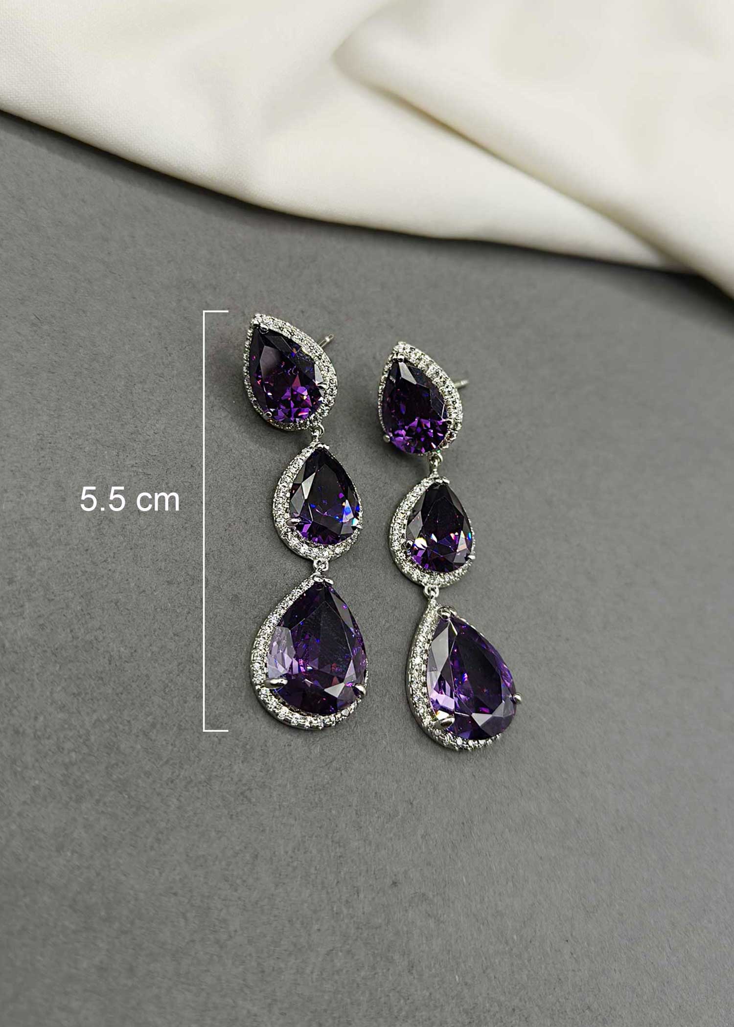 Cubic Zircon Drop Shape Long Women Earring