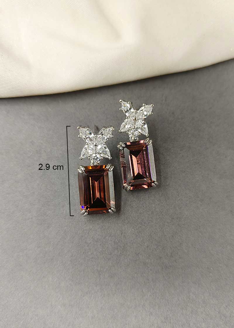 Cubic Zircon Square Shape Small Stud Earring