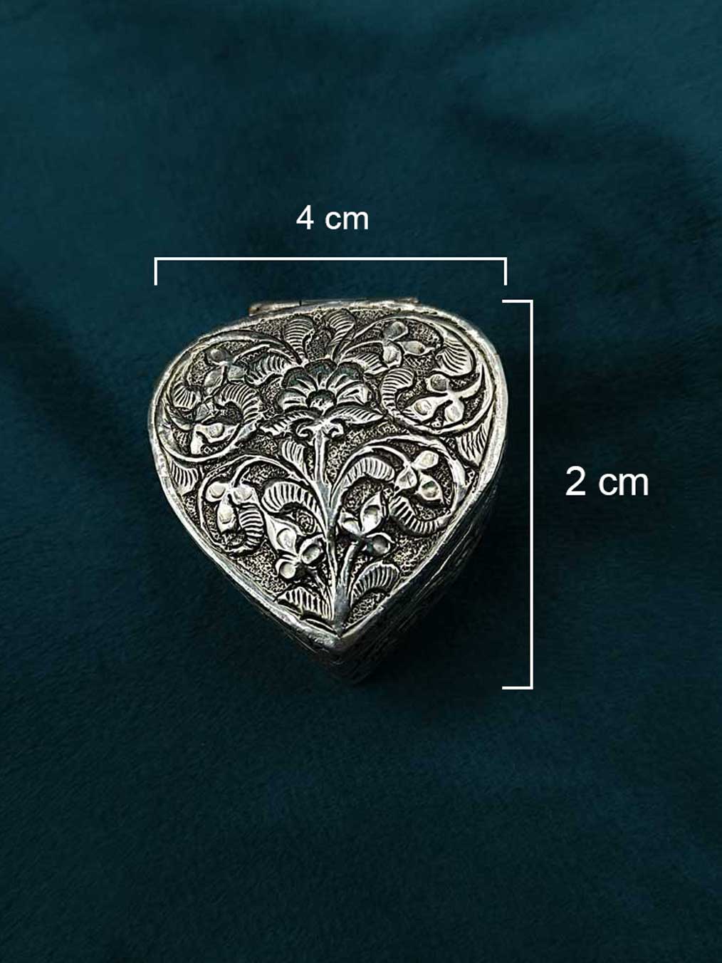 92.5 Sterling Silver Heart Shape Kumkum Box / Sindoor Box