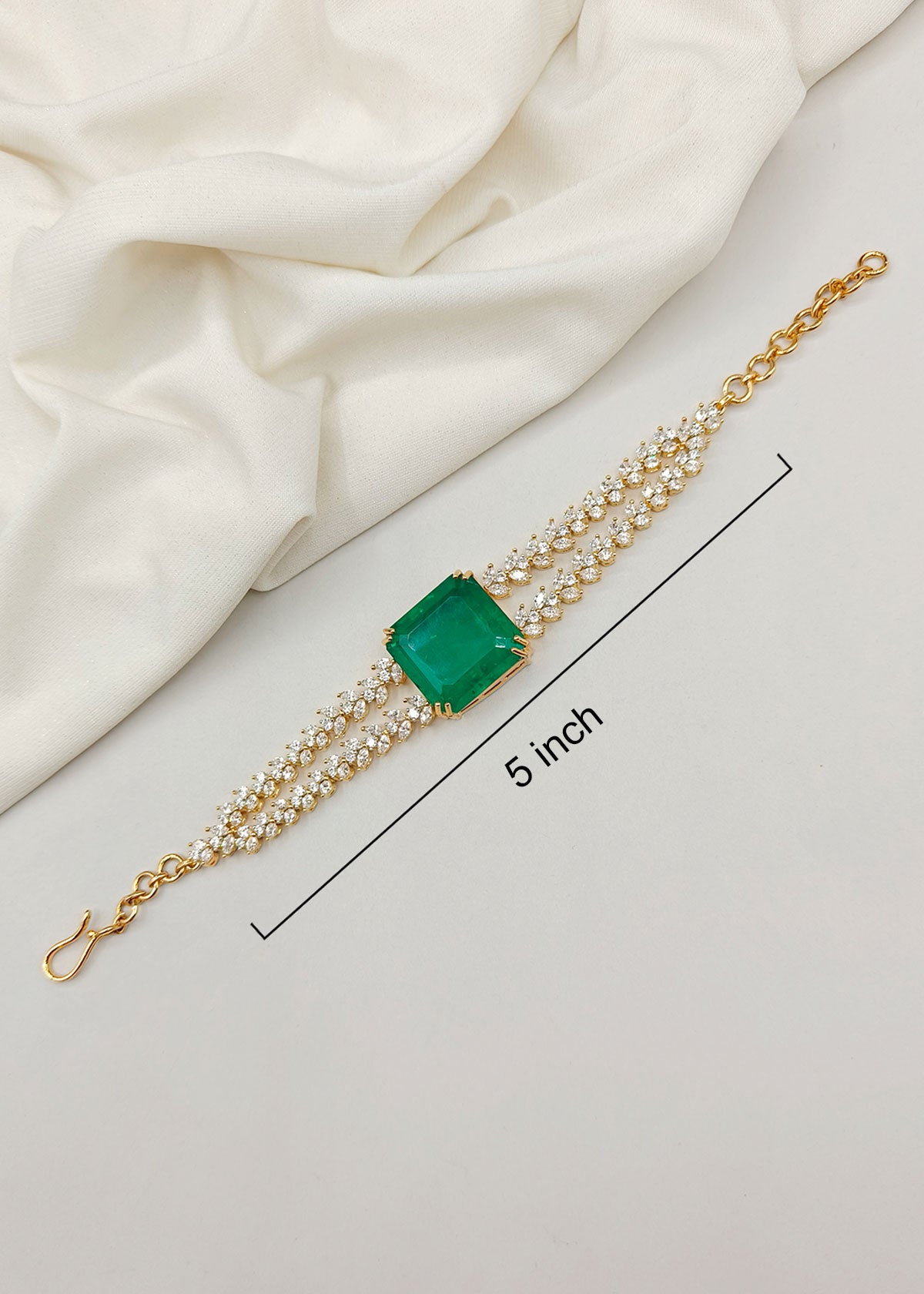 Cubic Zircon Double Layer Big Square Stone Loose Bracelet