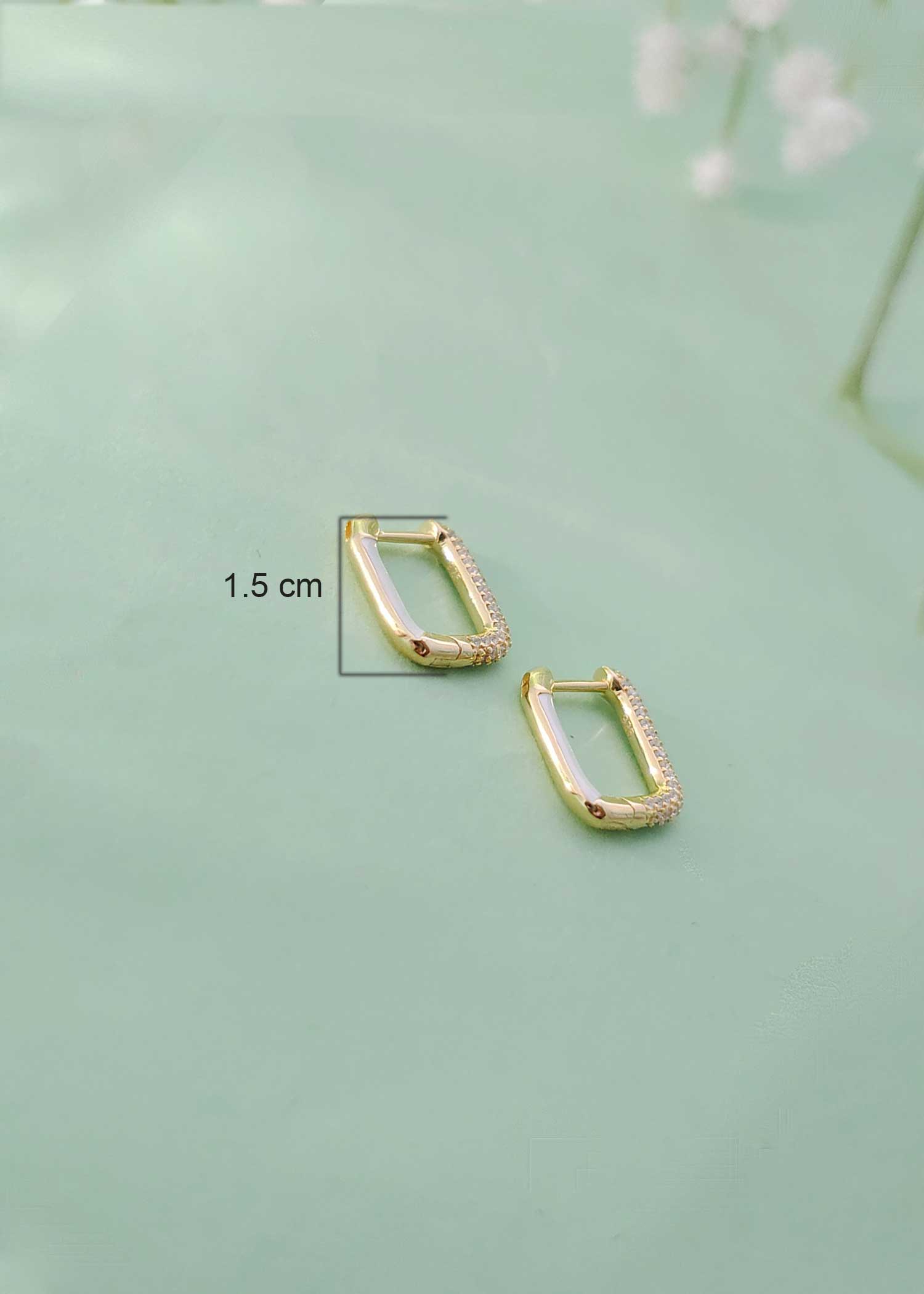 Gold plated 92.5 sterling silver square tiny zircon/ AD bali