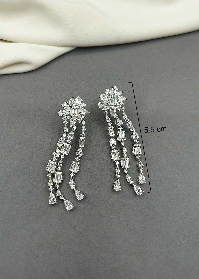 Cubic Zircon Baguette Stone Womens Earring