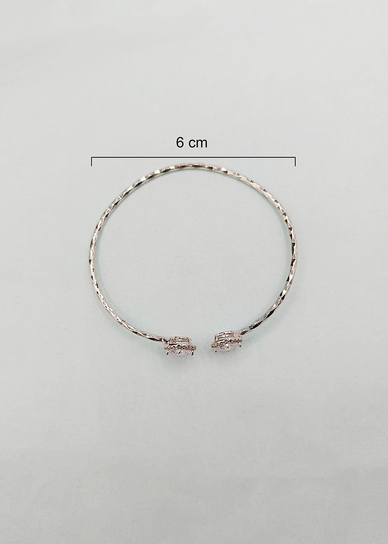 Silver Plated Designer Diamond Kada Bracelet