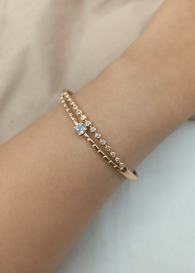 Cubic Zircon Designer 2 Layer Rose Gold Plated Women Kada Bracelet