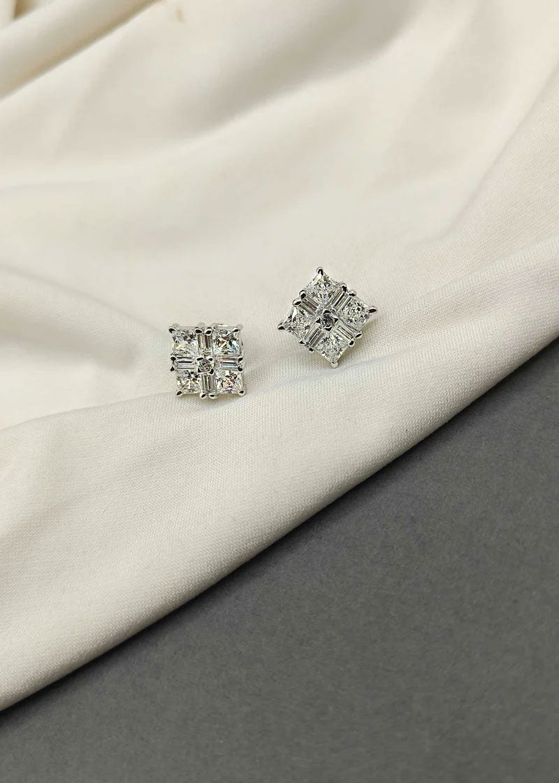 92.5 Sterling Silver Cubic Zircon Swarovski Small Stud Earring