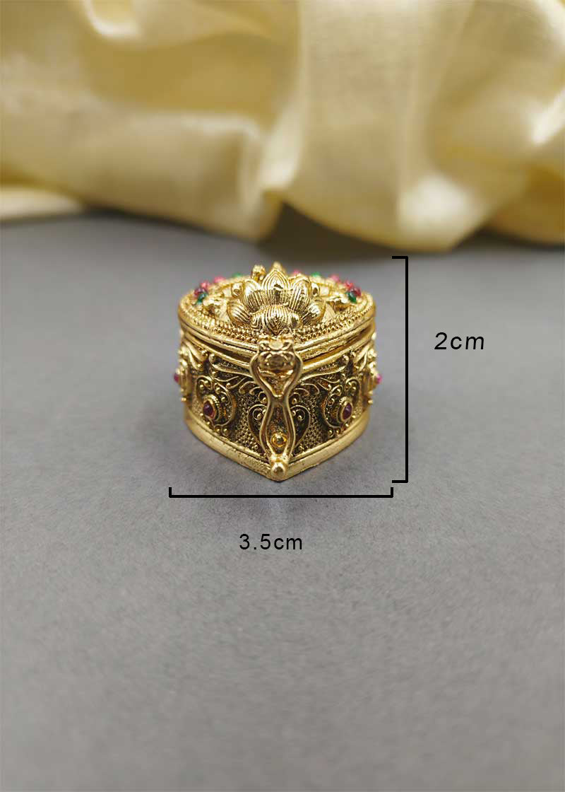 Lakshmi Drop Shape Gold Plated Kumkum Box / Sindoor Box