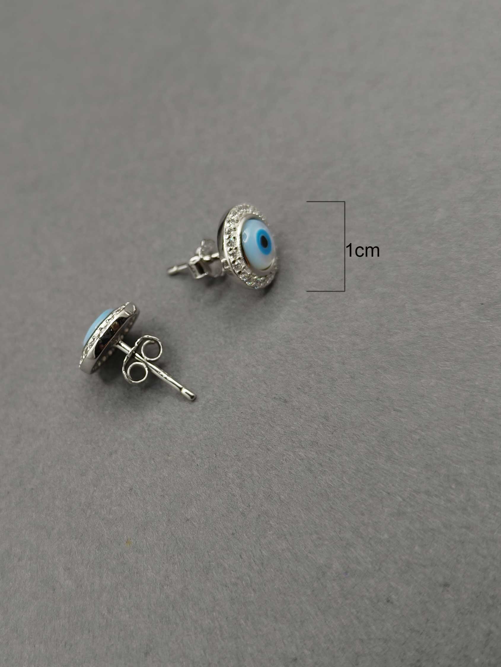 92.5 Sterling Silver Double Layer CZ Evil Eye Pendent Set