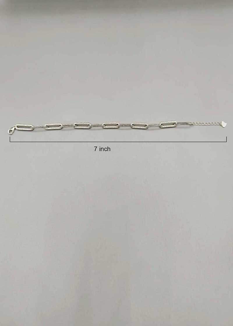 92.5 Sterling Silver Paper Clip Zircon Women Loose Bracelet