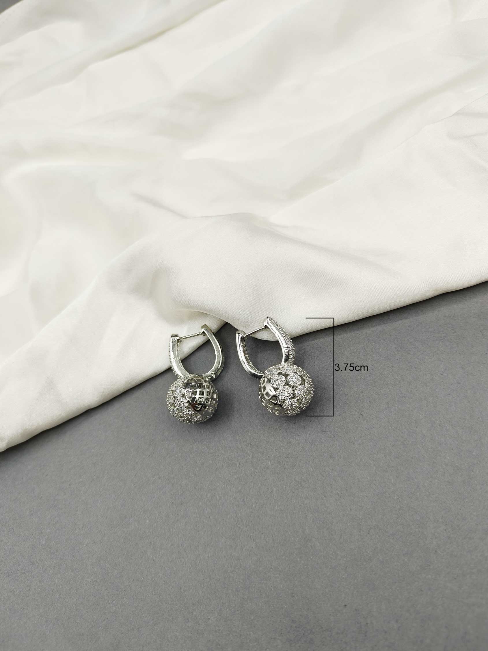 Cubic Zircon Round Gold-Silver Plated Women Earring